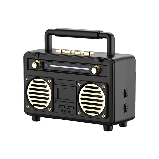 Haut-parleur Bluetooth Sans Fil Portable Mini Design Rétro avec Chargement USB 4.7 Po x 3.96 Po x 2.17 Po Noir Rose Brun Rouge