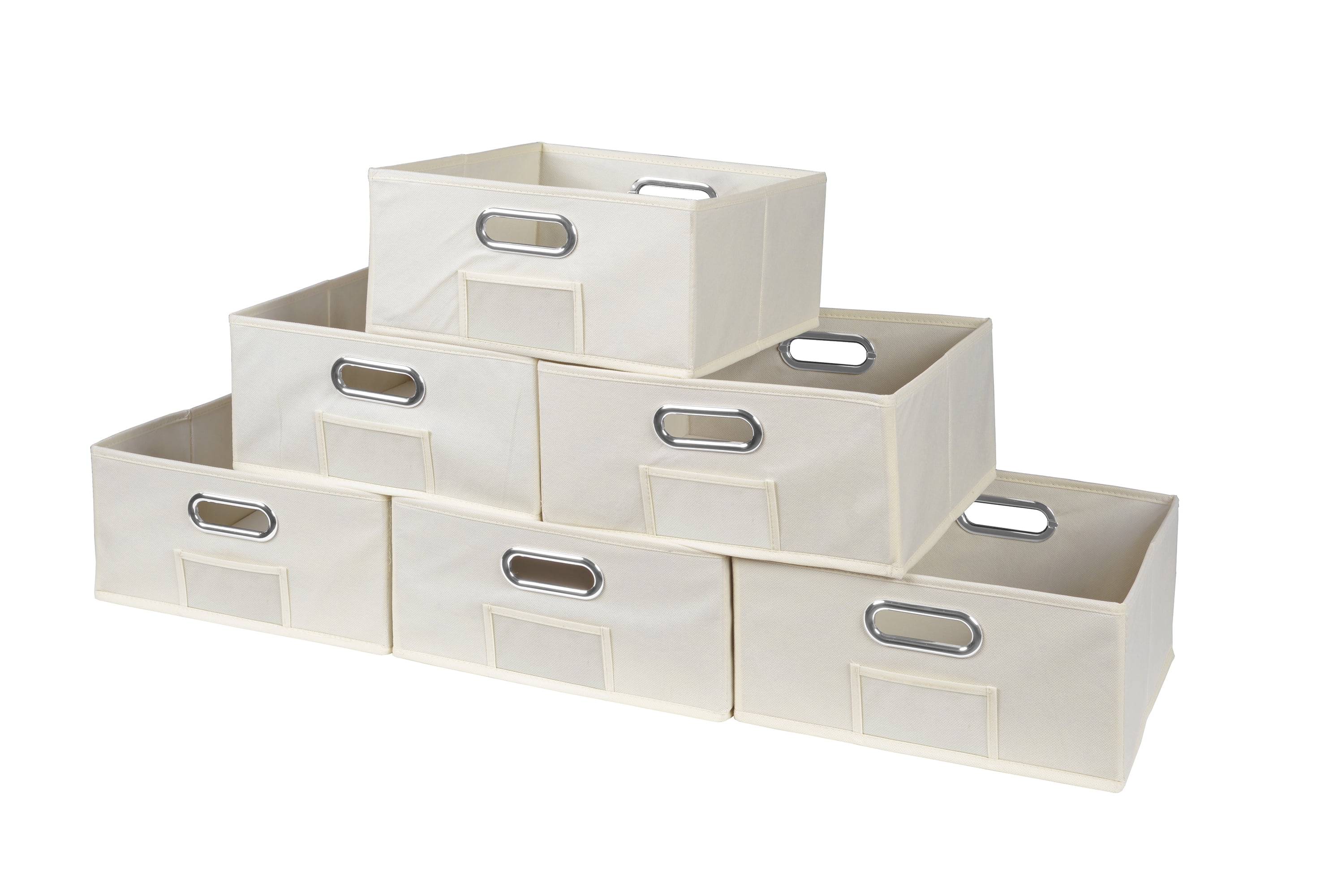 Collapsible Home Storage Set of 6 Foldable Fabric Low Storage Bins