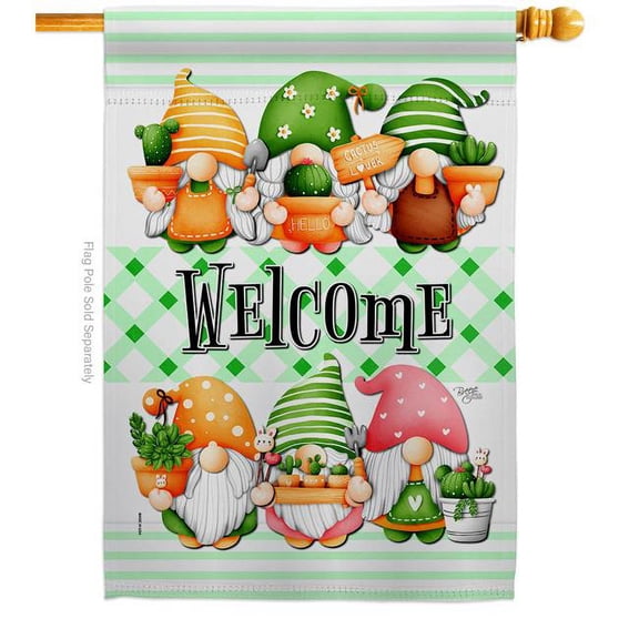 Breeze Decor H104153-BO Cactus Gnome Country Living Southwest 28 x 40 in. Double-Sided Decorative Vertical House Flags for Decoration Banner Garden Yard Gift