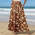 thumbnail image 2 of LWavelet Women Floral Print Tiered Maxi Skirt Elastic Waist With Pockets Boho Summer Long Skirt Light Brown 2XL, 2 of 6