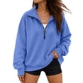 thumbnail image 2 of Stralyhd Sweatshirt for Women Casual Oversized Sweaters Long Sleeve Zipper Pullover Tops Soft Mock Neck Sweaters Loose Cozy Warm Outfits Blue M, 2 of 5