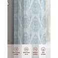thumbnail image 6 of Blue Ethnic Sheer Curtains 96 Inch Length 2 Panels Set, Vintage Country Medallion Printed Flower Voile Window Treatment Semi Sheer Long Curtains Drapes for Bedroom/Living Room/Kitchen 52"x96"x2, 6 of 7