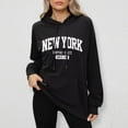 thumbnail image 4 of Hpapadks Womens Hoodies Oversized City Print Long Sleeve Drawstring Large Pocket Hooded Womens Sweatshirt Black L, 4 of 5