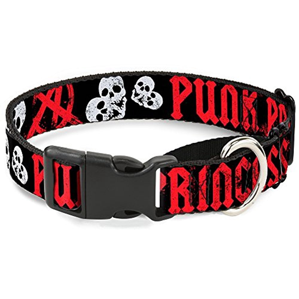 buckle-down martingale dog collar - punk princess black red white - 1" wide - fits 15-26" neck size - large