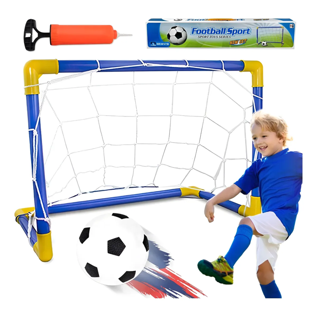 Portería De Fútbol Juguete De Niños Con Redes Bomba Y Pelota Xtellar azul