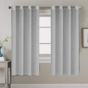 PrimeBeau Natural Linen Blended Nickel Grommet Curtains Privacy Added Semi Sheer Window Curtain Drapes Textured Flax Curtains(52" W x 63" L, Dove)