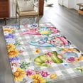 thumbnail image 3 of Easter Gnomes 3'x5' Washable Rug, Spring Floral Eggs Flowers Butterflies Gray Plaid Non-Slip Area Rugs for Entryway Kitchen Classroom, StainResistant Dorm Throw Carpet, Low Pile Soft Indoor Floor Mat, 3 of 9