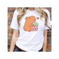 thumbnail image 1 of Playera Blusa De Capybara Tomando Refresco Ropa Divertida Para Mujer Capibara Color Blanco Talla Mediana Marca Emil SaEs, 1 of 4