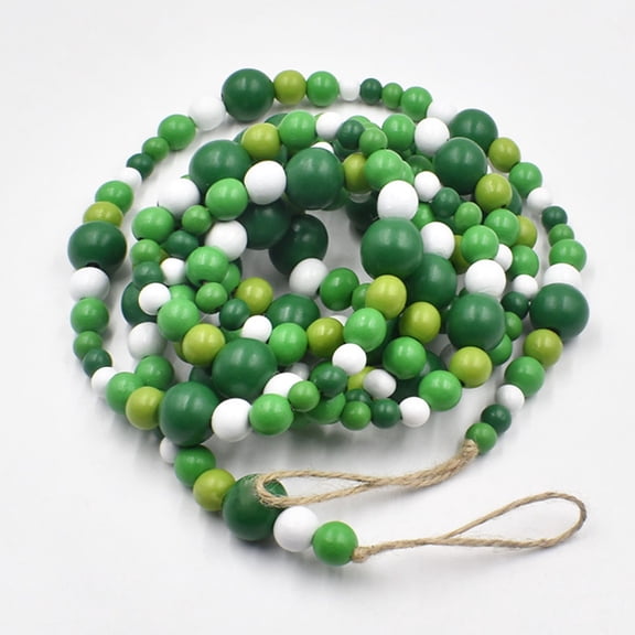 HONMEET St Patricks Day Wooden Bead Garland in Green for Reusable Festival and Wall Hanging