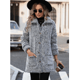 thumbnail image 5 of WQD Womens Fleece Jacket Winter Sherpa Coat Long Sleeve Warm Fuzzy Casual Outerwear Soft Cozy Lapel Snow Thick Button Fashion Top with Pockets, 5 of 8