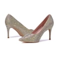 thumbnail image 3 of Zhabtuc Women's Pointed Toe Glitter High Heels Slip On Stiletto Wedding Dress Shoes Prom Party Shoes Gold Size 10, 3 of 5