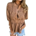 thumbnail image 1 of Tnhcen Haut Froissé d'Été pour Femme à Boutons devant, Col Rond, Manches Courtes - Grande Taille P-3TG / Polyester Décontracté Respirant Essentiels, 1 of 9