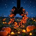 thumbnail image 5 of Handcrafted Artificial Floral Front Door Wreath with Velvet Bow, Fall Halloween Decor, Circular Garland for Home & Porch, Seasonal Decoration, Festive Wall Ornament, 5 of 6