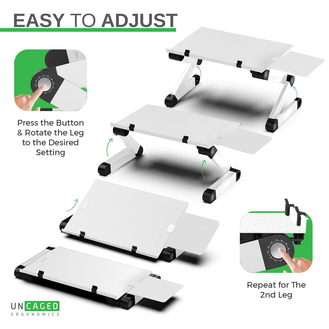 Adjustable Keyboard Stand and Mouse Tray – WorkEZ Aluminum Ergonomic Keyboard Riser for Desk or Standing Setup, Negative Tilt Keyboard Shelf for Comfortable Typing (Silver)
