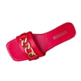 thumbnail image 2 of HWRETIE Women's Open Toe Chain Decor Slide Sandals Summer Fashion Casual Slippers Lightweight Flat Shoes for Daily Wear Vacation Outdoor Use Red, 2 of 5