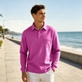 thumbnail image 5 of CCRFTGI Mens Polo Shirts Long Sleeve Polo Shirt Lightweight Casual Golf Shirts Collared T Shirt Purple M, 5 of 6