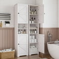 thumbnail image 6 of Tall Bathroom Cabinet, Storage Cabinet with 2 Doors & 2 Open Storage Compartments, Adjustable Shelf, for Bathrooms, Kitchens, Entrances, or Bedrooms（White）, 6 of 6