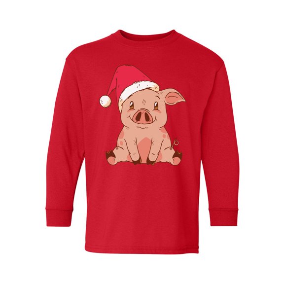 Awkward Styles Christmas Long Sleeve Shirt for Kids Youth Boys Girls Little Xmas Pig Shirt