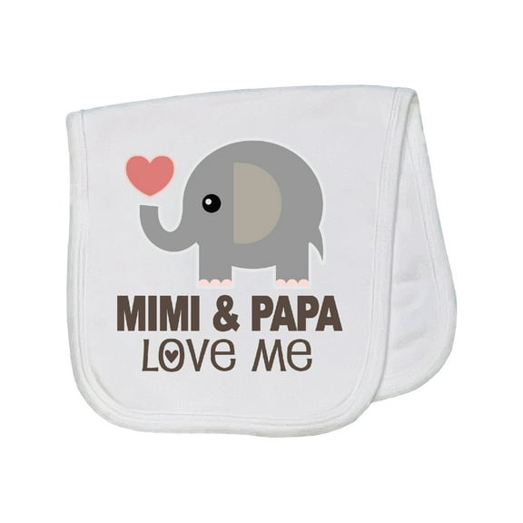 Inktastic Mimi and Papa Love Me Elephant Baby Burp Cloth