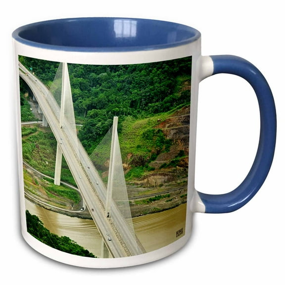 3drose, Centennial Bridge Panama, 11oz Two-tone Blue Mug