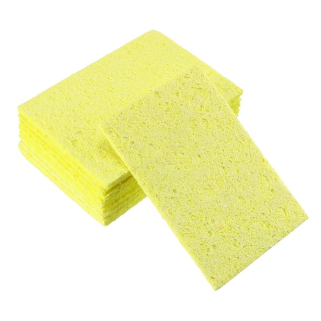 Unique Bargains Soldering Sponge 51x35.3x1.6 mm for Iron Tips Cleaner, Rectangle Yellow 10pcs