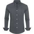thumbnail image 1 of J.VER Camisas de vestir para hombre, camisa formal de manga larga, elástica, sin arrugas, informal, con botones, 1 of 4