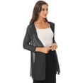 thumbnail image 5 of vastwit Womens Long Open Front Cardigan 3/4 Sleeve Solid Chiffon Coat Jacket Lightweight Outwear Black XXL, 5 of 7