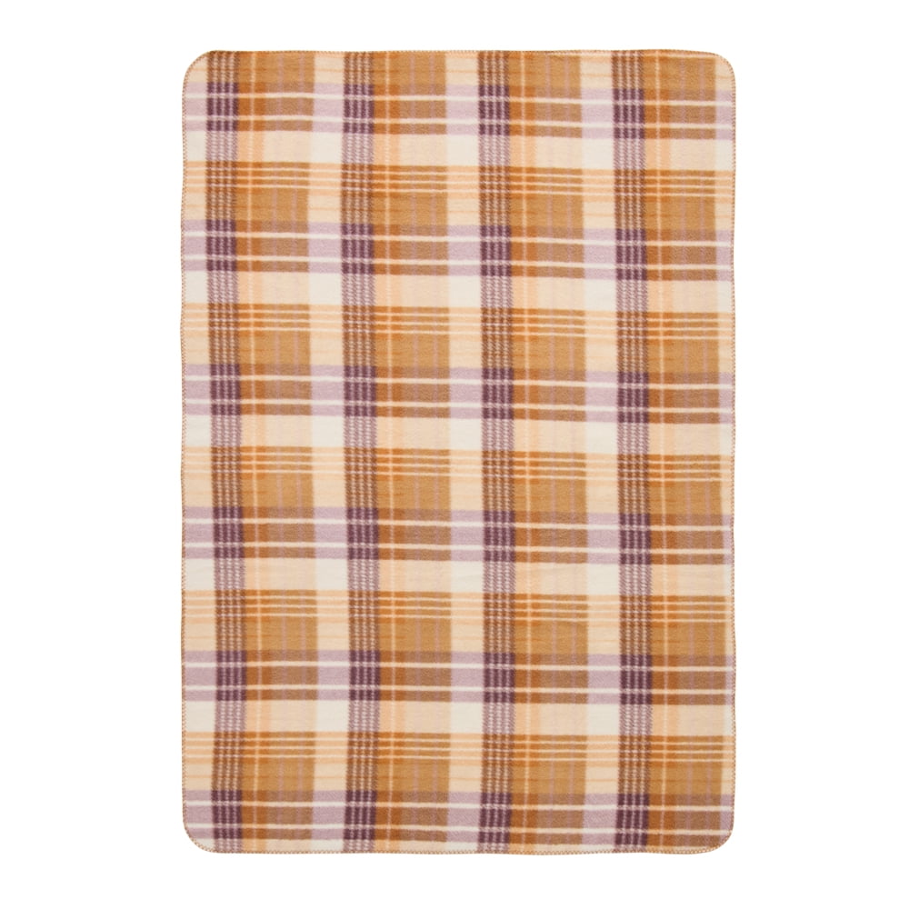 Better Homes & Gardens Almond Plaid Faux Wool Reverse to Faux Fur Throw, 50" x 72"