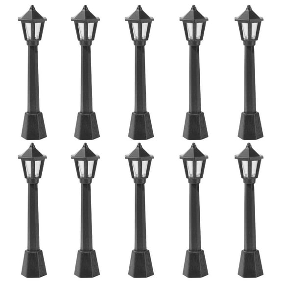 REOFLYUP Miniature Post Lights for Doll House Black Resin 10Pcs