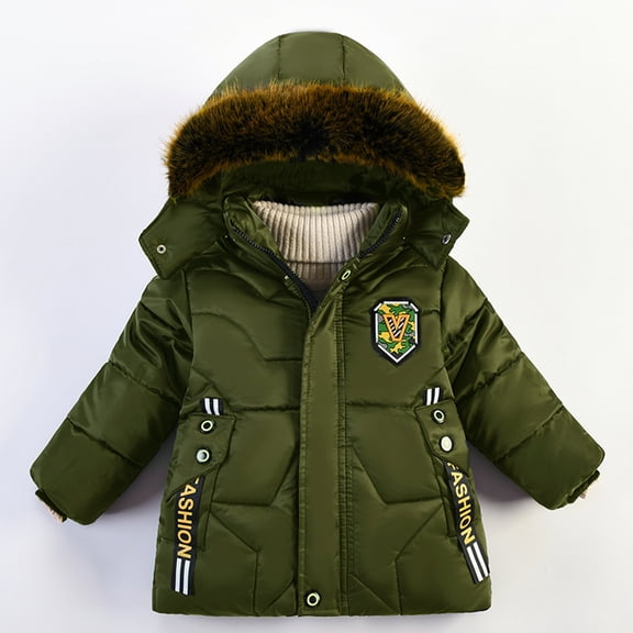 Aayomet Coat For Boy Boy's Waterproof Ski Snow Jacket Hooded Lined Windproof Winter Jacket,Green 3T