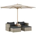 thumbnail image 2 of vidaXL 5 Piece Garden Sofa Set with Cushions Grey Poly Rattan Acacia, 2 of 5