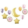 Twinkle Twinkle Little Star Gold Crescent Moon Girl Pink Baby Shower Balloon Bouquet Decorating Kit 11 Piece Mylar and Latex Balloons Set -Plus (1) 66' (66 Foot) Roll of Curling Balloon Ribbon