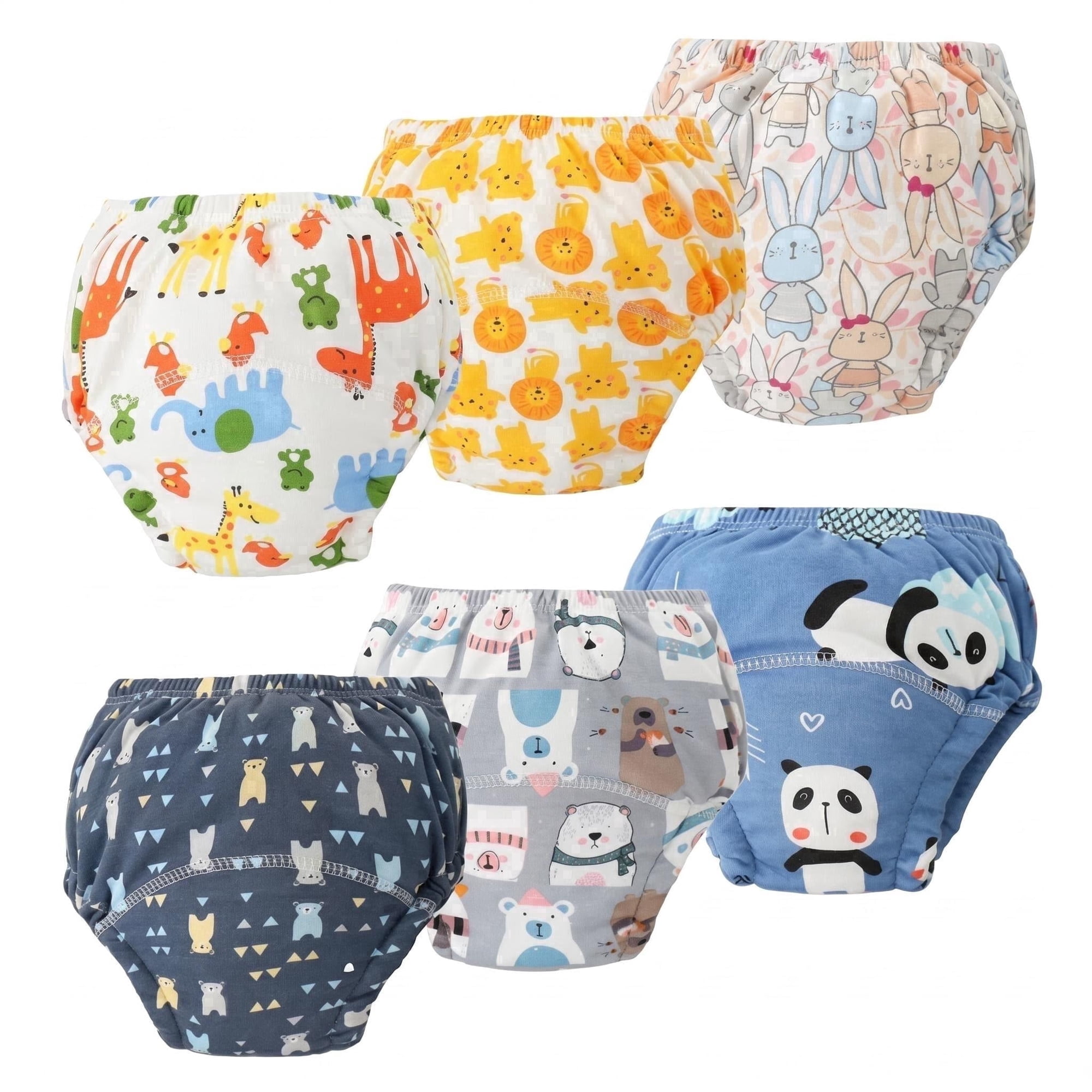 YG Tech Toddler Potty Training Underwear, 6-Pack Washable Cotton Training Pants for Boys & Girls, Soft Reusable Underwear, Sizes S–L