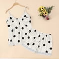 thumbnail image 5 of BRICH Women's 2 Piece Polka Dot Printed Satin Lace Cami Top and Shorts Pajama Set White XL, 5 of 5