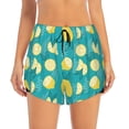 thumbnail image 2 of Picia Lemon Blue Pattern Women's 2 in 1 Athletic Running Shorts High Waisted Workout Casual Gym Sweat Shorts with Comfy Liner Zipper Pockets-XX-Large, 2 of 9