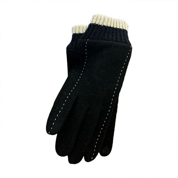 Otqutp Teen Girls Outdoor Gloves Women's Winter Warm Cycling Velvet Thickened Cold and Windproof Screen Gloves for Cold Weather(Black,One Size)