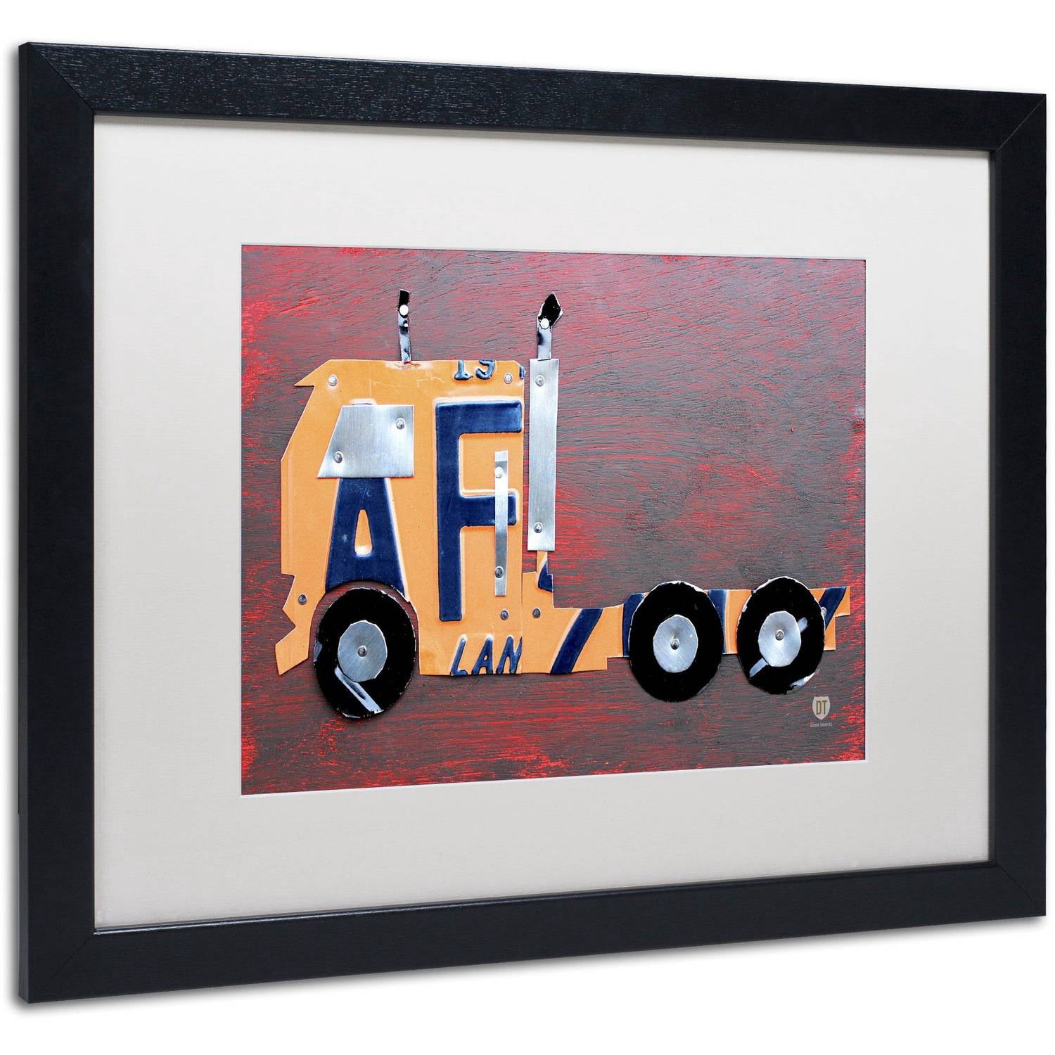 Trademark Fine Art 'Semi Truck' Canvas Art by Design Turnpike, White Matte, Black Frame