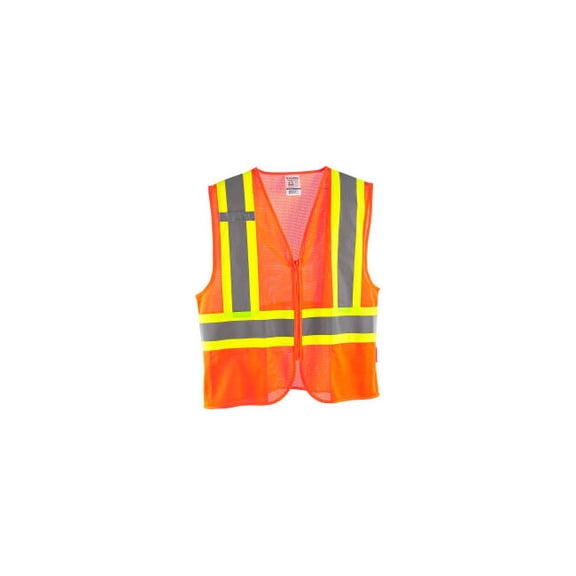 Global Industrial Class 2 Hi-Vis Safety Vest 2 Pockets Two-Tone Mesh Orange 2XL/