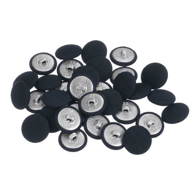 Unique Bargains 50 Pcs Boutons de Couture en Tissu 32L 20mm Tige Ronde en Métal pour Costumes Robes Blouses, Bleu