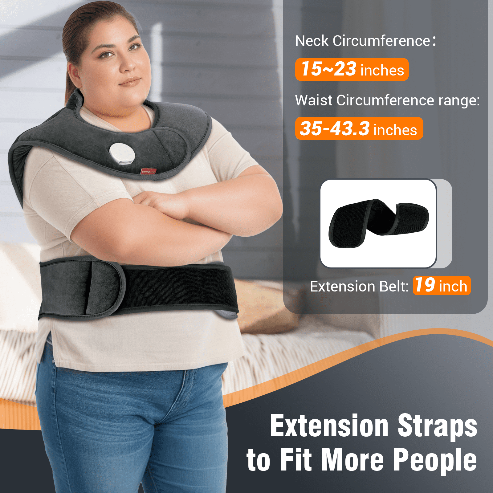 Comfytemp Large Weighted Heating Pad with 6 Heat Settings & Auto Shut-off for Full Body Stress Relief, Gray, 22"x20"