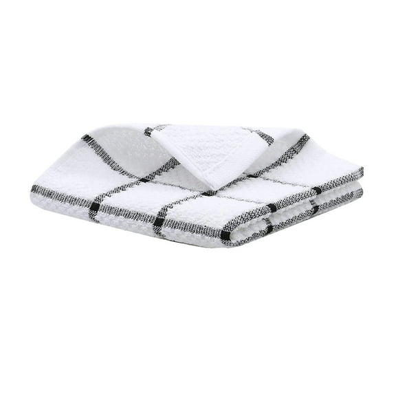 DJJGXAN Cotton Classic Checkered Weave Kitchen Dish Cloths, Ultra Soft Absorbent Quick Drying Dish Towels Dishcloth, 11.81x11.81 Inches, 1-Pack, Grey