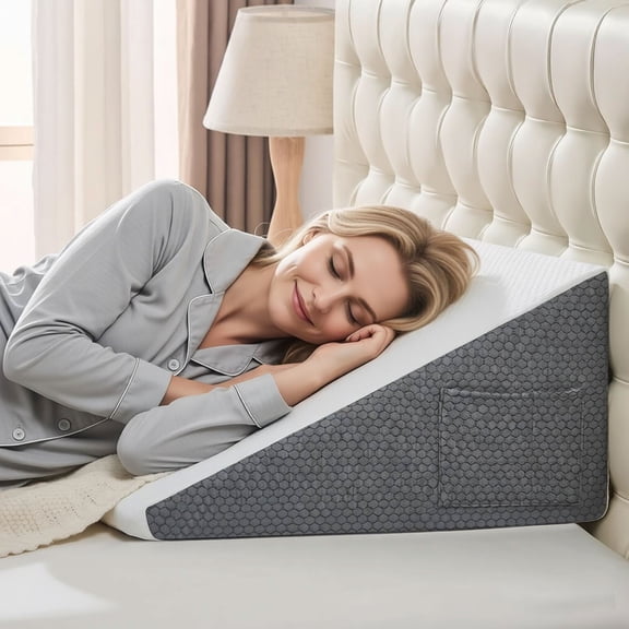10 inch Foam Wedge Pillow for Sleeping ,Triangle Bed Wedge Pillow for Headboard ,Soft Memory Foam & Washable Cover
