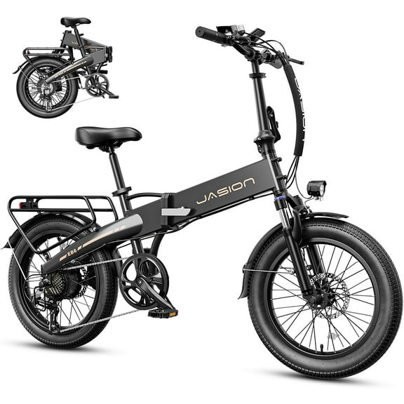Jasion EB6 Electric Bike for Adults, 1000W Peak Motor Folding Ebike with 48V Removable Built-in Battery, Up to 23 MPH, 20" Fat Tire Foldable Electric Bicycle, UL 2849