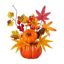 Luluy Fall Decor, Artificial Pumpkins with Maple Leaves Berries Pinecone, Fall Decorations for Home, Thanksgiving Party Table Centerpieces for Kitchen Office Indoor