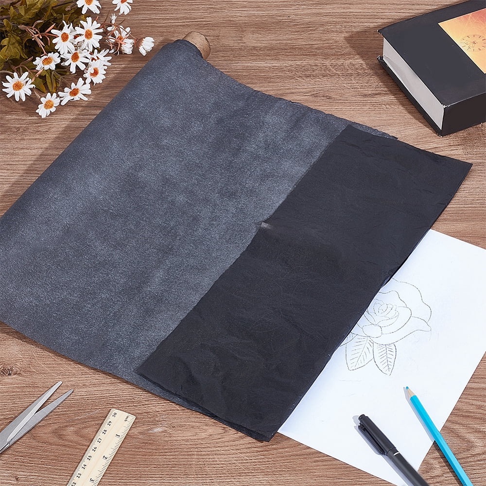 2 Rolls 10.9Yards Carbon Graphite Copy Paper Carbon Transfer Tracing Paper Black Waxed Carbon Paper for Drawing Sewing Patterns 16.93inches Wide DIY