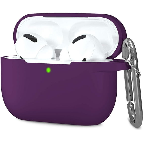 Compatible with AirPods Pro Case Protective Silicone Airpod Case Shockproof Cover Skin for Apple Airpod Pro 2019 Charging Case, with Keychain, Purple