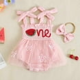 thumbnail image 2 of Gubotare Baby Girl Outfits Baby Girl Summer Clothes Ruffles Ribbed Knit Romper Dress Jumpsuit Bodysuit with Headband Cute Outfit Set 0 3 6 9 12 18 24 Months ( Red,Size 3-6 Months), 2 of 6