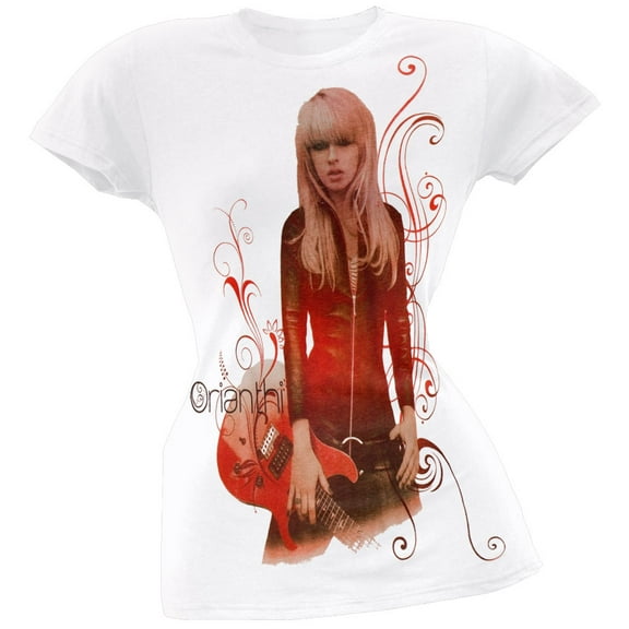 Orianthi Women's Juniors Leather & Strings Short Sleeve T Shirt