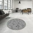 thumbnail image 4 of Ahgly Company Tapis Rond Lavable en Machine Intérieur Transitionnel Gris Foncé, 3 Pieds Rond, 4 of 7