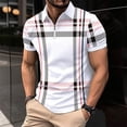 thumbnail image 2 of CONZONE Men's Polo Shirt Short Sleeve Casual Polo Shirt for Men Plaid Breathable Slim Fit Cozy Summer Golf Shirts, 2 of 9